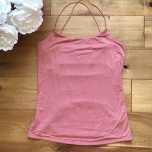 Express Open Back Creamy Pink Tank w/ cross straps